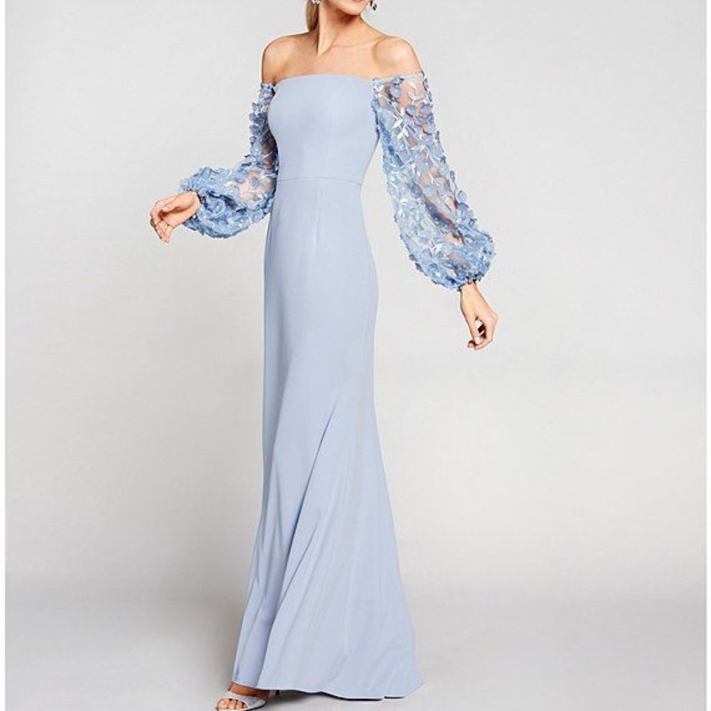 Eliza J 3D Floral Off-the-Shoulder Gown